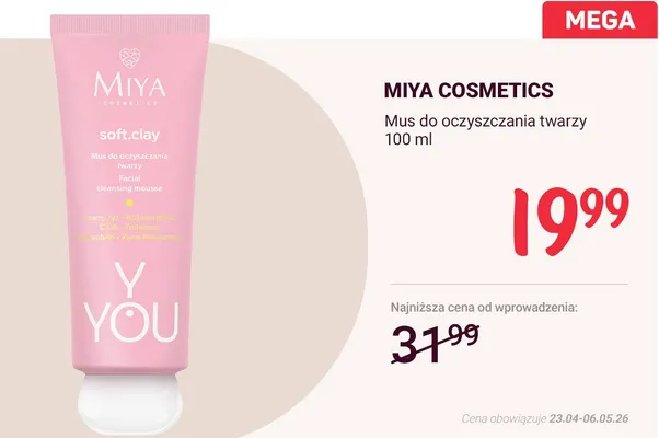 Mus do oczyszczania twarzy Miya Cosmetics soft.clay promocja w Rossmann