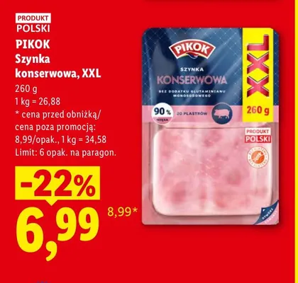 Szynka konserwowa XXL Pikok promocja w Lidl