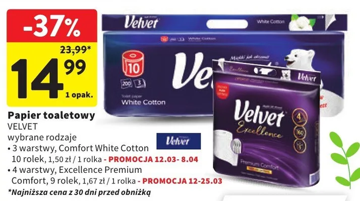 Papier toaletowy 3-warstwy Comfort White Cotton promocja w Intermarche