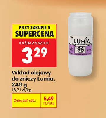 Wkład olejowy do zniczy Lumia promocja w Biedronka