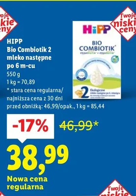 HiPP Bio Combiotik 2 mleko następne po 6 m-cu promocja w Lidl