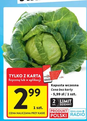 Kapusta wczesna polska promocja w Intermarche