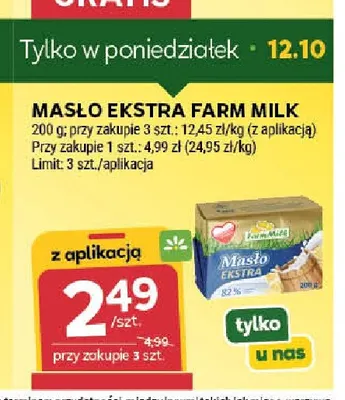 Masło ekstra Farm Milk promocja w Stokrotka