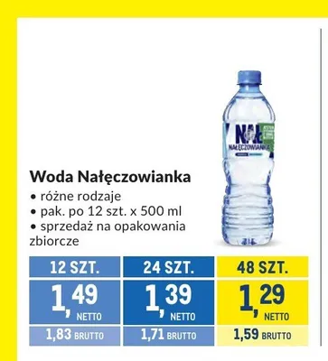 Woda Nałęczowianka 24-pak 500 ml promocja w Makro