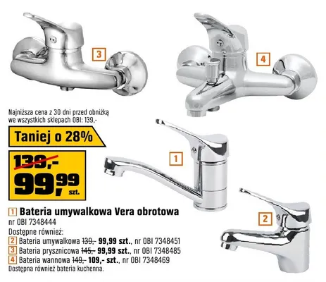 Bateria umywalkowa obrotowa Vera promocja w OBI