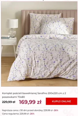 Komplet pościeli bawełnianej Serafino 200x220 cm z 2 poszewkami 70x80 cm promocja w home&you