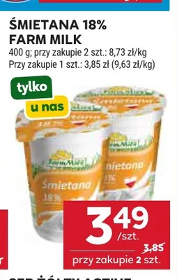Śmietana Farm Milk 18% promocja w Stokrotka