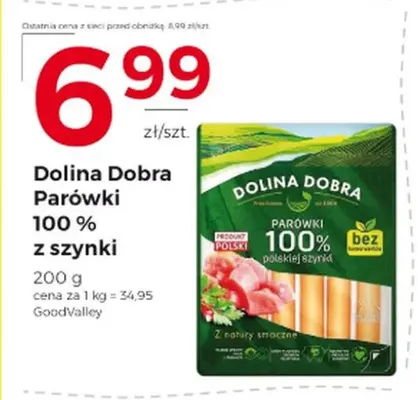 Parówki 100% z szynki Dolina Dobra promocja w Frac