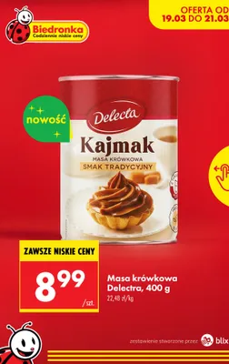 Masa krówkowa Kajmak Delecta promocja w Biedronka