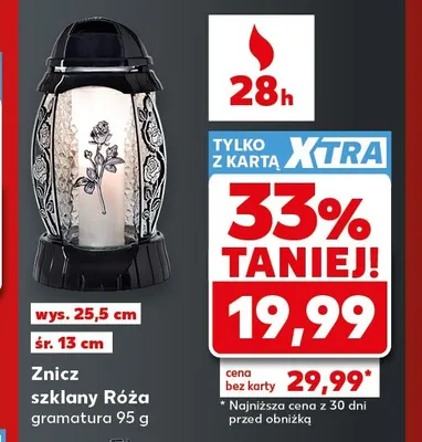 Znicz szklany Róża promocja w Kaufland