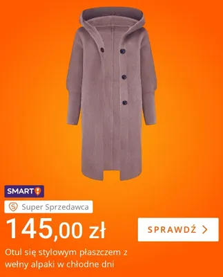 Płaszcz z wełny alpaki promocja w Allegro