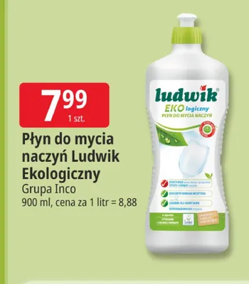 Płyn do mycia naczyń Ludwik Ekologiczny promocja w Leclerc