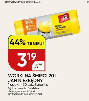 Worki na śmieci 20 l Jan Niezbędny promocja w Chata Polska