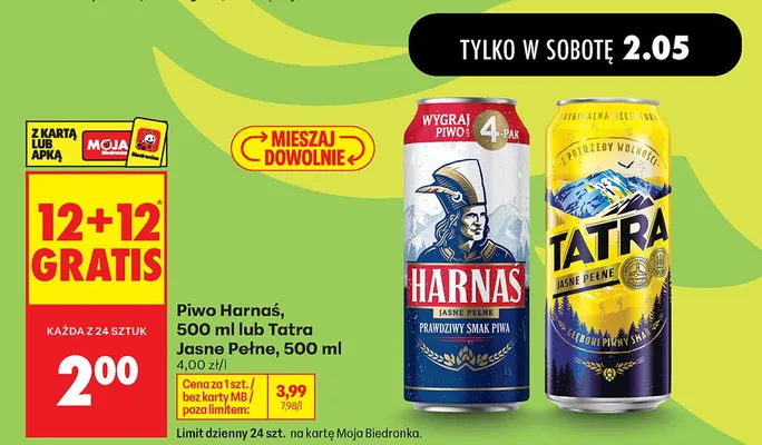 Piwo Harnaś Jasne Pełne promocja w Biedronka
