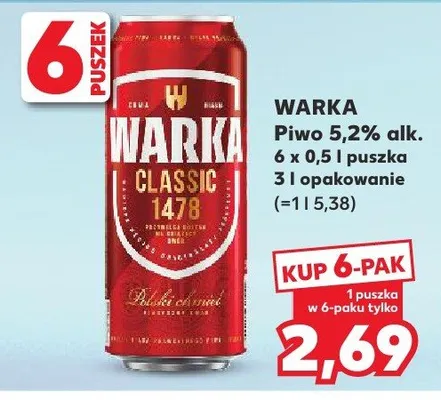 Piwo 5,2% alk. promocja w Kaufland