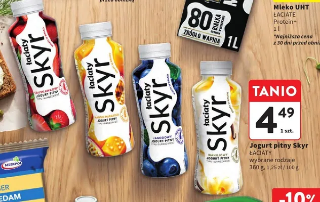 Jogurt pitny Skyr Łaciaty truskawkowy promocja w Intermarche