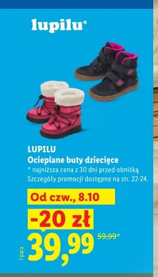 Ocieplane buty dziecięce Lupilu promocja w Lidl