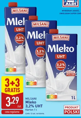 Mleko 2% Milsani promocja w Aldi