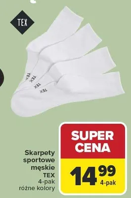 Skarpety sportowe męskie różne kolory 4-pak promocja w Carrefour