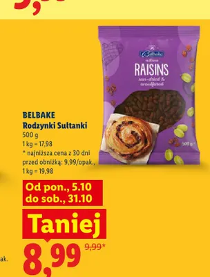 Rodzynki Sułtanki Belbake promocja w Lidl