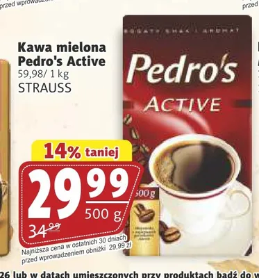 Kawa mielona Pedro's Active promocja w Prim Market
