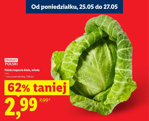 Polska kapusta biała młoda promocja w Lidl
