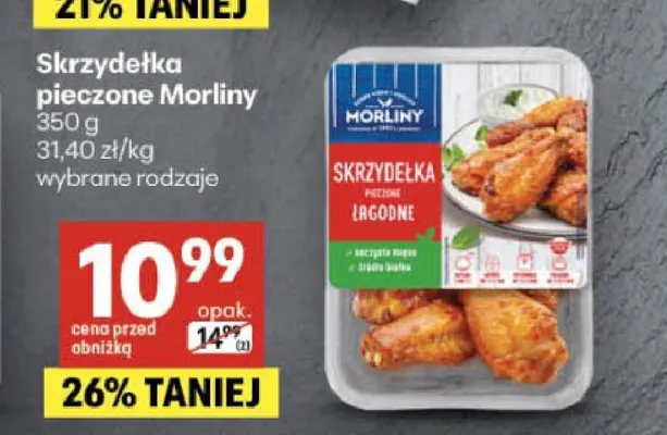 Skrzydełka pieczone Morliny promocja w Delikatesy Centrum
