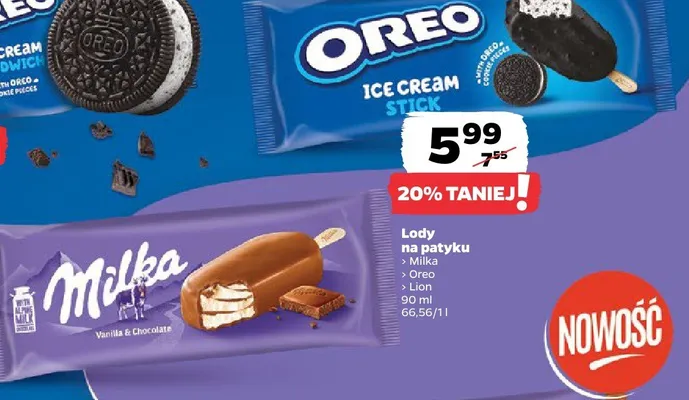 Lody na patyku Lion 90ml promocja w Netto