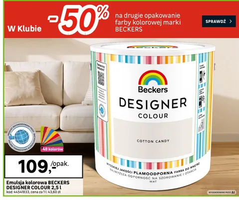 Emulsja kolorowa Beckers Designer Colour promocja w Leroy Merlin