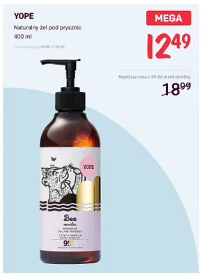 Żel pod prysznic Yope Bez wanilia promocja w Rossmann