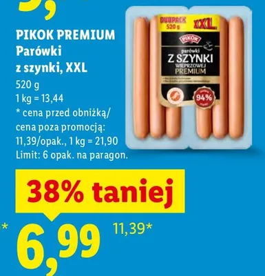 Parówki z szynki promocja w Lidl