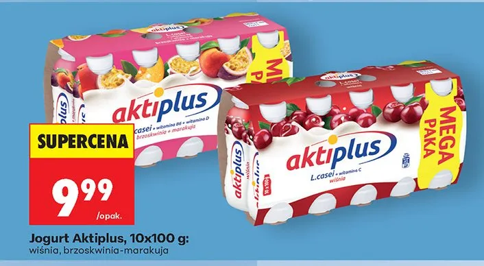 Jogurt wiśnia, brzoskwinia-marakuja promocja w Biedronka