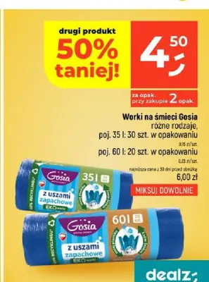 Worki na śmieci z uszami zapachowe 60 l Gosia promocja w Dealz