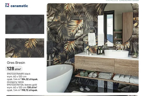 Gres Ceramstic Bresin leaves gold promocja w Castorama