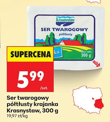 Ser twarogowy półtłusty krajanka promocja w Biedronka