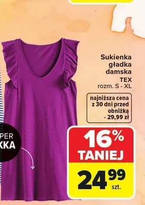Sukienka gładka damska TEX rozm. S - XL promocja w Carrefour
