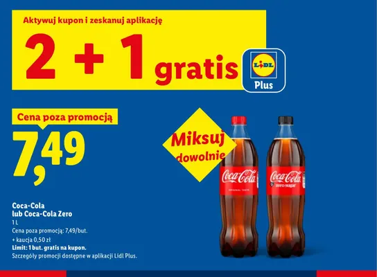 Napój gazowany Coca-Cola Zero Sugar promocja w Lidl