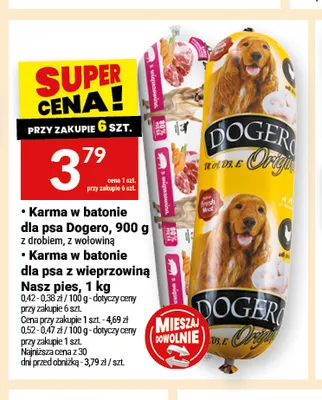 Karma w batonie dla psa Dogero z wołowiną promocja w Twój Market