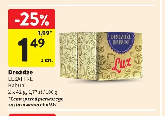 Drożdże Babuni Lesaffre 2-pak 42 g promocja w Intermarche
