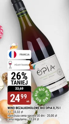 Wino bezalkoholowe Bio Opia promocja w bi1