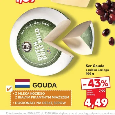 Ser Gouda z mleka koziego Dutch Goat Mild promocja w Kaufland