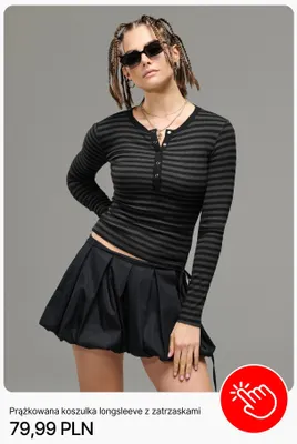 Prążkowana koszulka longsleeve z zatrzaskami Cropp promocja w Cropp