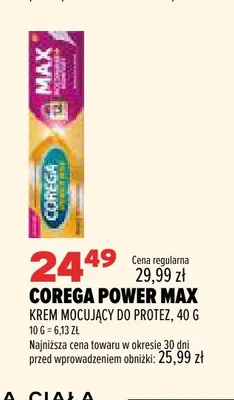 Krem mocujący do protez Power Max Corega promocja w Drogerie Natura