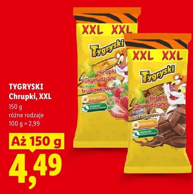 Chrupki kukurydziane truskawkowe XXL Tygryski promocja w Lidl