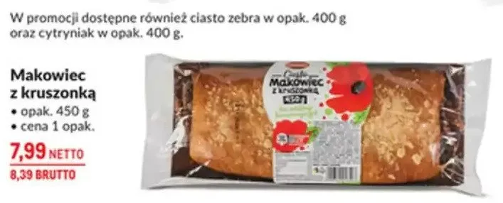 Makowiec z kruszonką promocja w Makro