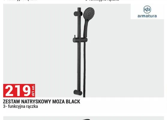 Zestaw natryskowy Moza Black 3-funkcyjna rączka promocja w Merkury Market