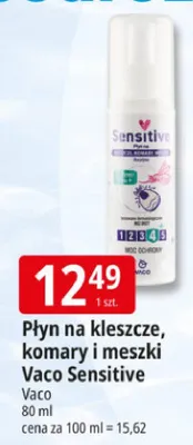 Płyn na kleszcze komary i meszki Vaco Sensitive promocja w Leclerc