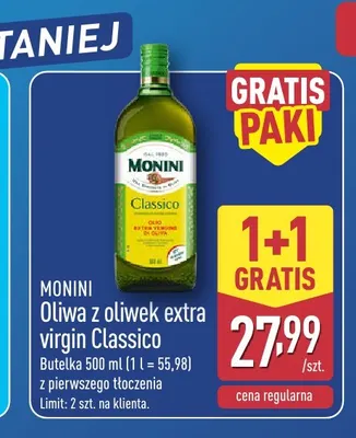 Oliwa z oliwek extra virgin Classico Monini promocja w Aldi