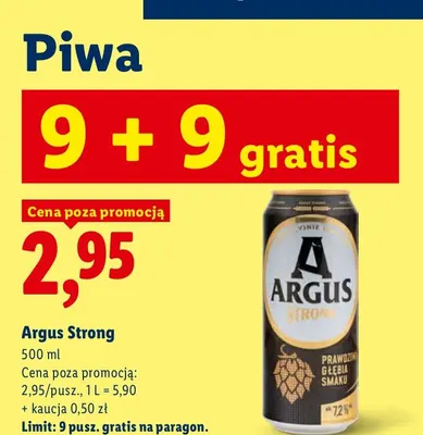 Piwo Argus Strong promocja w Lidl