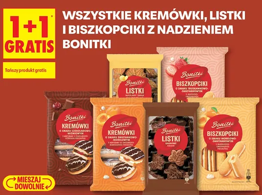 Ciastka Biszkopciki o smaku morelowo-śmietankowym Bonitki promocja w Biedronka